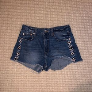 H&M Denim Shorts | Dark Wash Printed